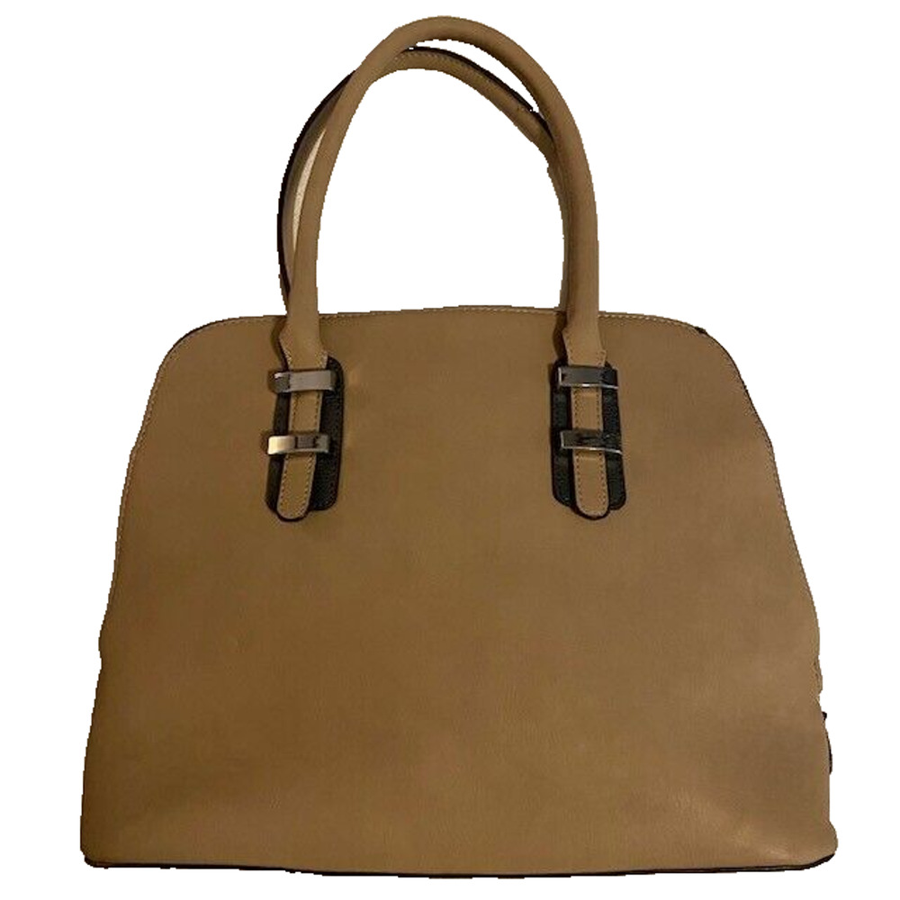 Charming Charlie Tan Vegan Leather Purse Double Handle 16 x 10